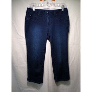 ROZ&ALI Women's Capri Jeans Size 4 Dark Blue Stretch Denim 5 Pocket